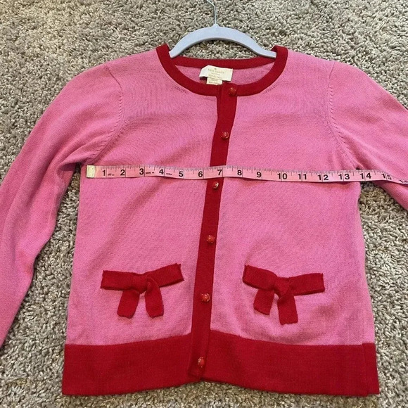 Kate Spade New York Cardigan Big Girls 8Y Pink Red Button Up Cotton - Picture 10 of 10